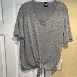 H by Bordeaux Light Gray Tie Front Tee